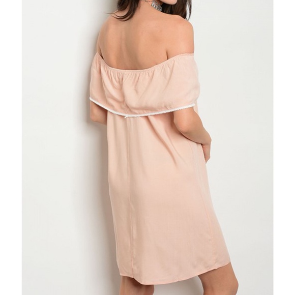 Peach Off the Shoulder Ruffle Dress - Picture 2 of 3